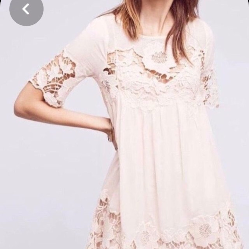 Anthropologie cream dress